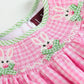 Pink Gingham Bunnies Smocked Bishop Dress