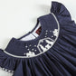 Navy Blue Nativity Smocked Christmas Dress