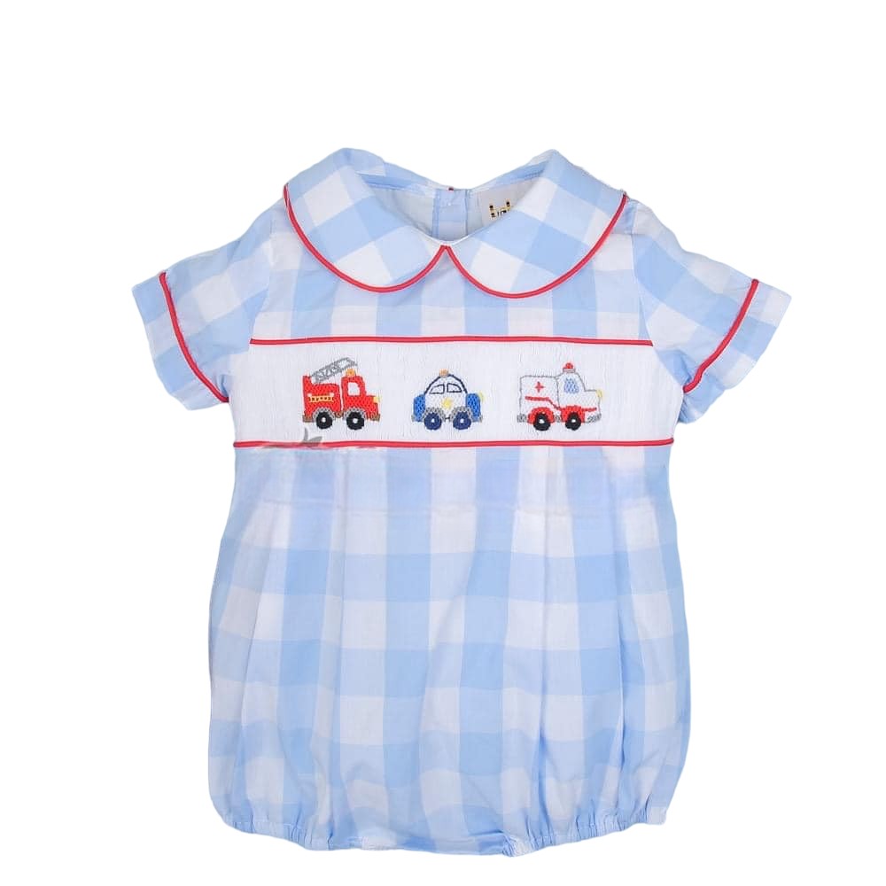 Car hand smocked boy short bubble