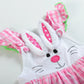 Pink Bunny Face Gingham Bubble Ruffle Romper