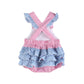 Pink and Blue Bunny Face Ruffle Romper