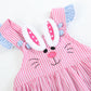 Pink and Blue Bunny Face Ruffle Romper