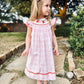 GIRLS SMOCKED DOG XOXO CHECK DRESS-Pink and Red