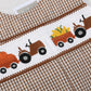 Brown Gingham Pumpkin and Corn Tractor Smocked Overalls