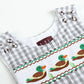 Gray Gingham Mallard Smocked Overalls