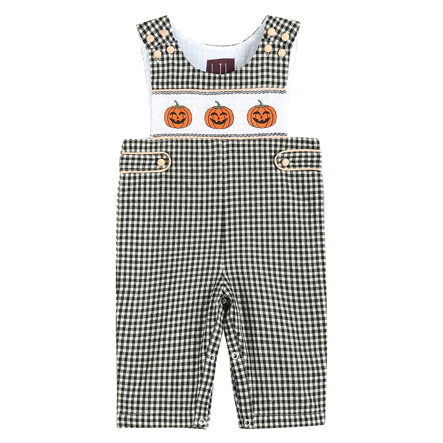 Black Gingham Pumpkin Smocked Jon Jon