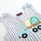 Gray Striped Easter Egg Truck Shortalls