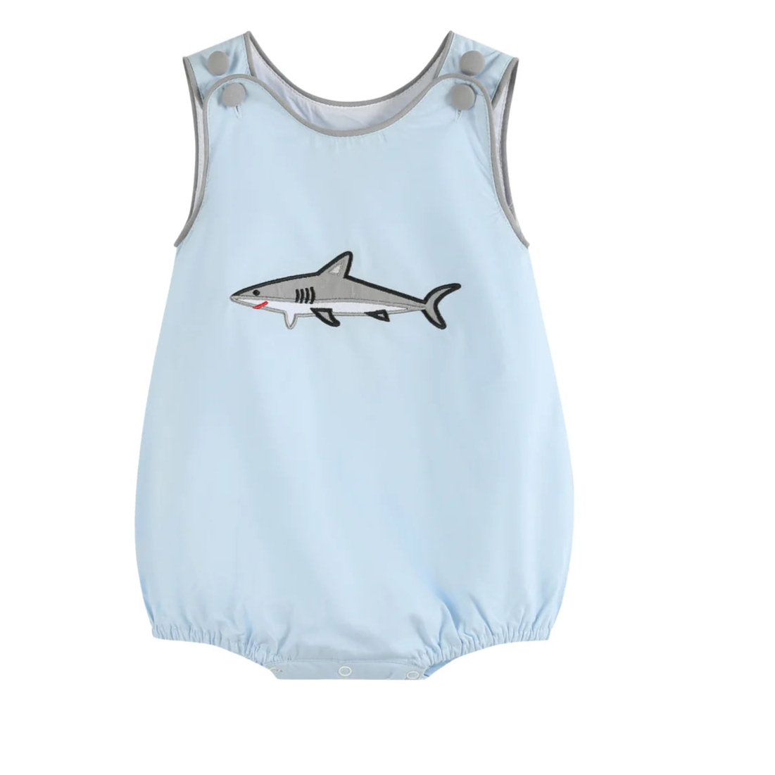 Blue Shark Applique Bubble Romper