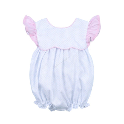 Plain Bubble Pink Sleeve On White  with Bow Back