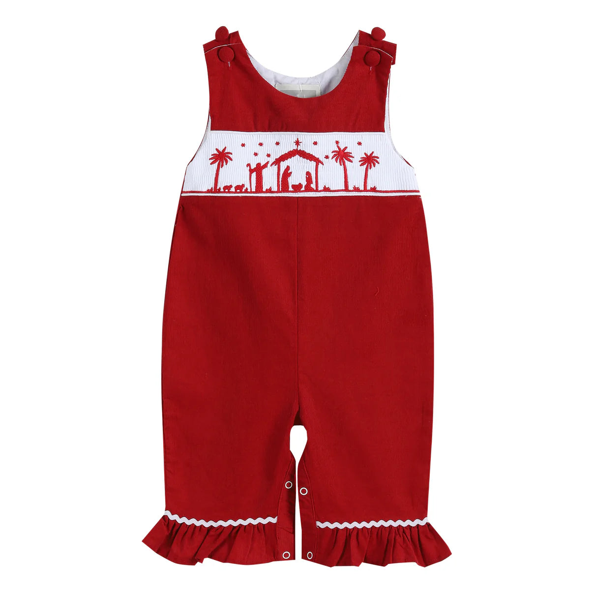 Navy Blue Corduroy Nativity Smocked Bishop Dress