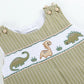 Green Dinosaur Smocked Overalls