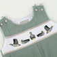 Sage Green Mallard Smocked Overalls