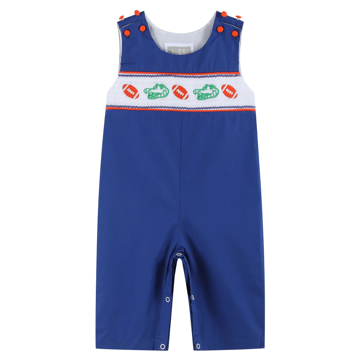 Blue and Orange Football Smocked Overalls-Florida