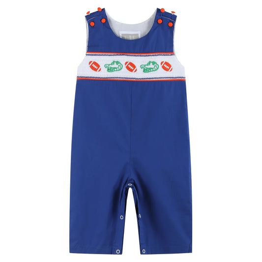 Blue and Orange Football Smocked Overalls-Florida