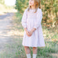 Long Sleeve Khaki with Blue Smocking Dress