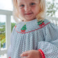 Girls Green Bitty Dot Smocked Christmas Trees Bubble