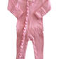 Pink / Organic Ribbed Frill Zip Footie (Baby - Kids)