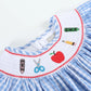 Blue Gingham School Supplies Smocked Bishop