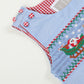 Light Blue Smocked Santa and Sleigh Overalls