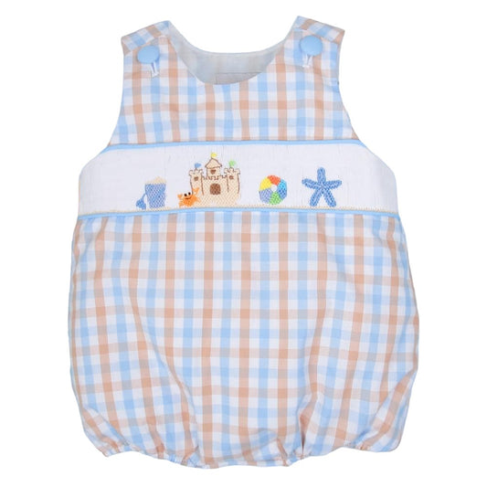 Sandy Castle hand smocked boy bubble