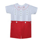 Kay Boy Button on Suit- Santa  Hand Embroidered Boy Bubble