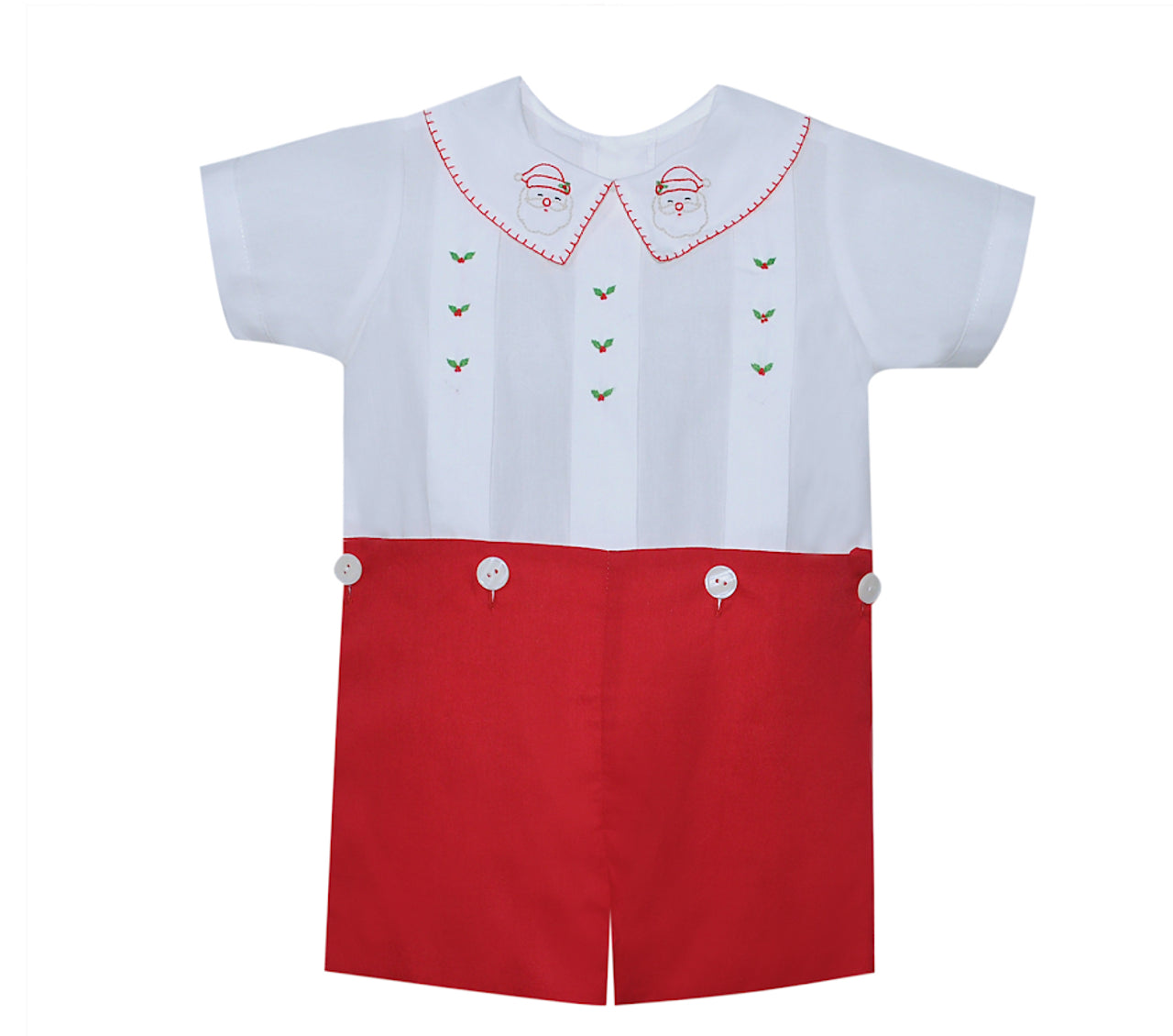 Kay Boy Button on Suit- Santa  Hand Embroidered Boy Bubble