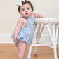 Blue Gingham Goose Lace Bow Ruffle Romper