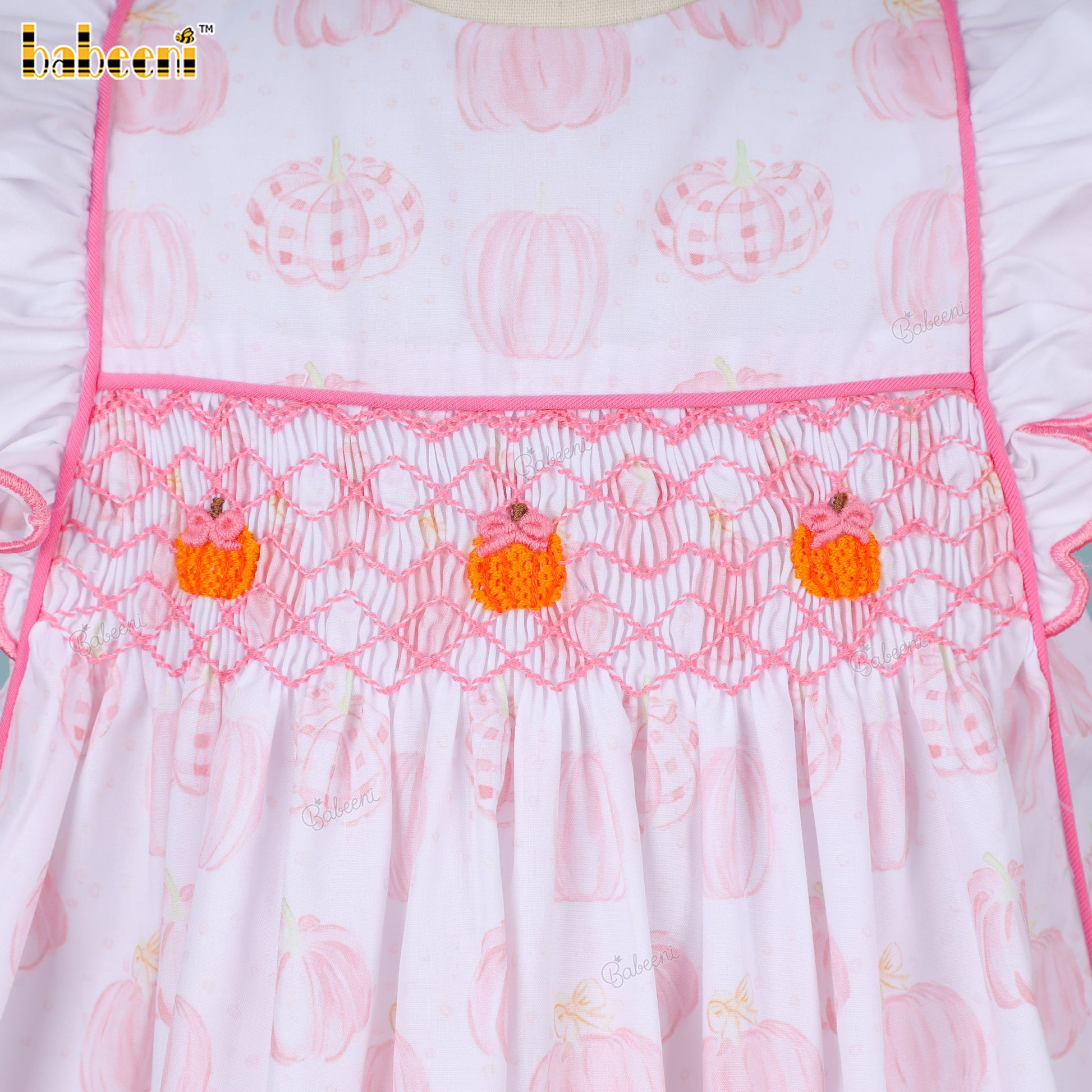 Pink pumpkin hand smocked dress POPPIBLUE Pink pumpkin hand smocked dress POPPIBLUE