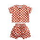 Tangerine Checkerboard / Organic Finley Set
