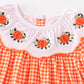 Orange Plaid Pumpkin Embroidery Dress