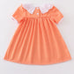 Orange Plaid Pumpkin Embroidery Dress