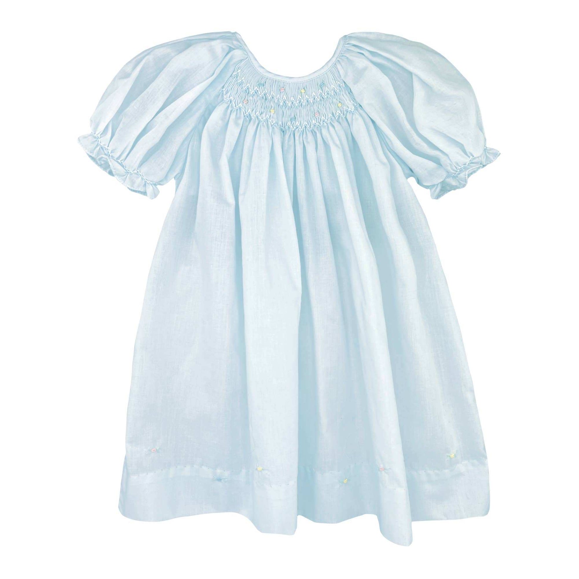 Daygown with Raglan Sleeves and Embroidered Hem 3 color choices blue