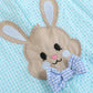 Blue Bow Tie Bunny Applique Shortalls