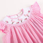 Pink Striped Flamingo Smocked Bishop Dress