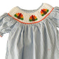 Hand smocked Blue Striped Turkey Dress