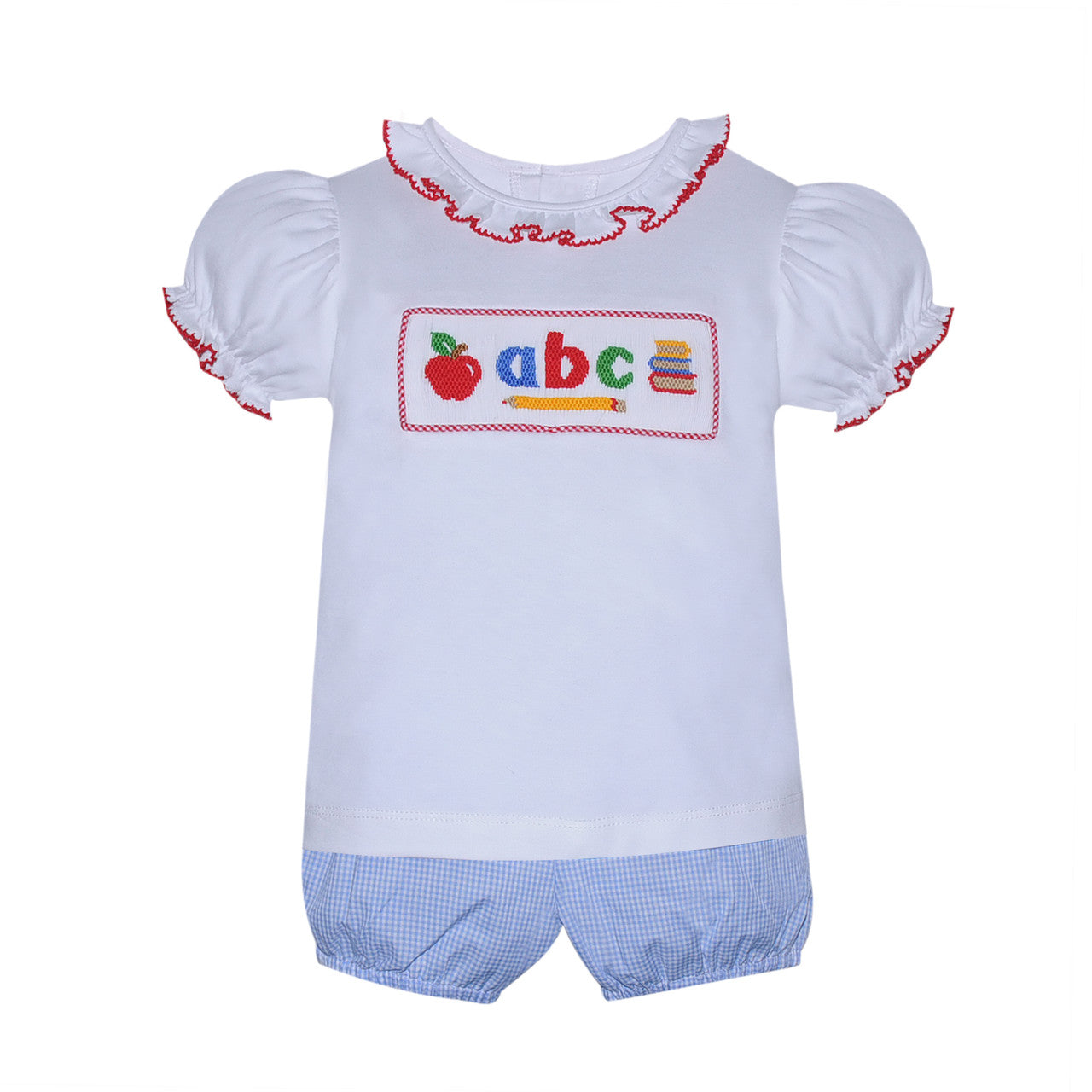 Learning my ABCS Smocked Bloomer Set