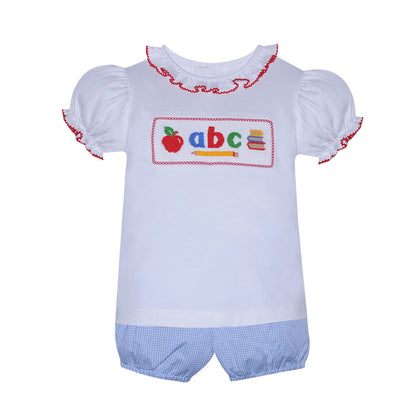 Learning my ABCS Smocked Bloomer Set