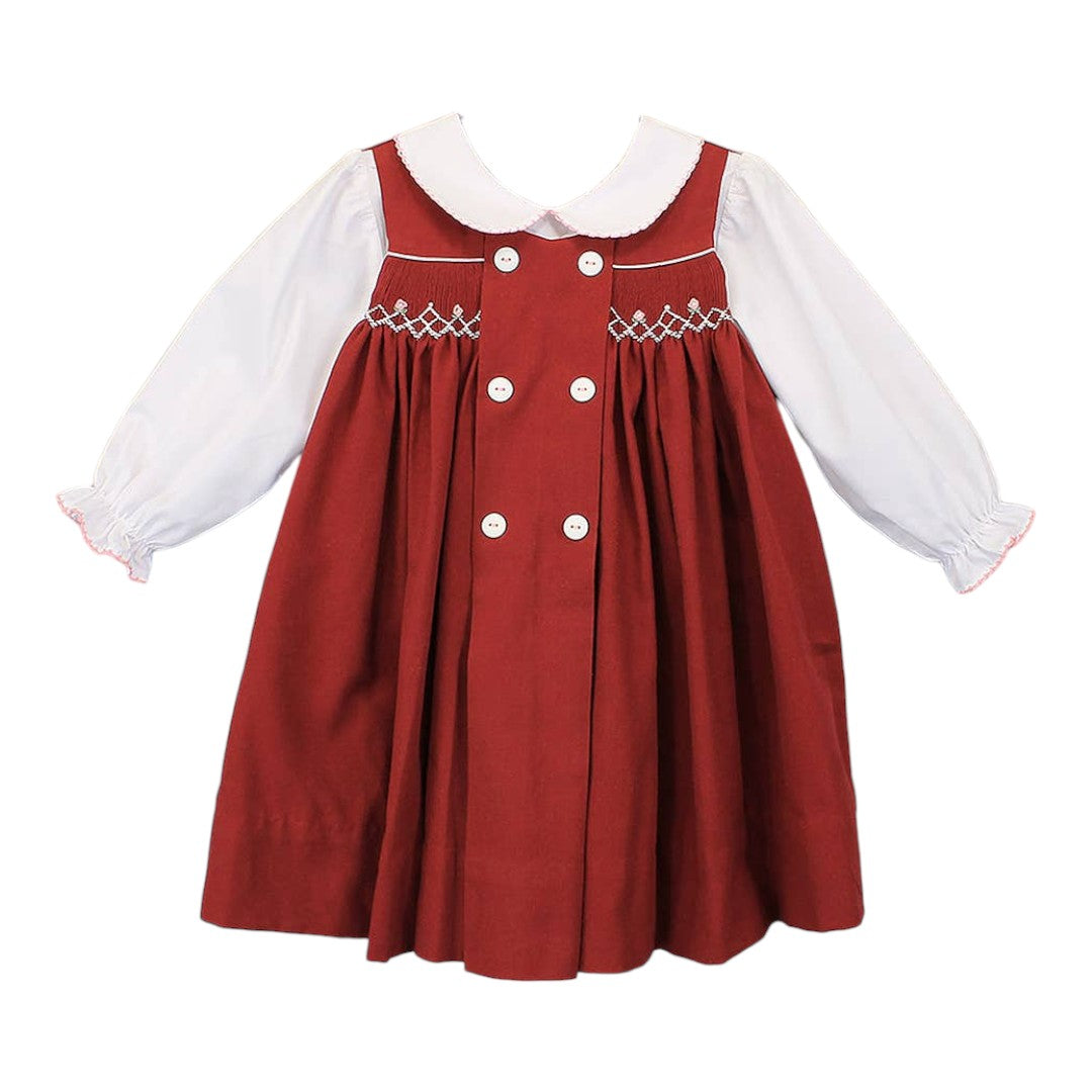 Holiday Smocked Button Front Dress