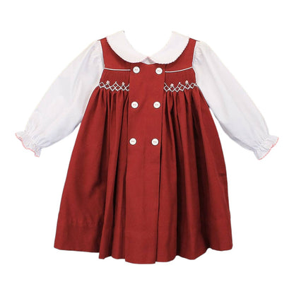 Holiday Smocked Button Front Dress