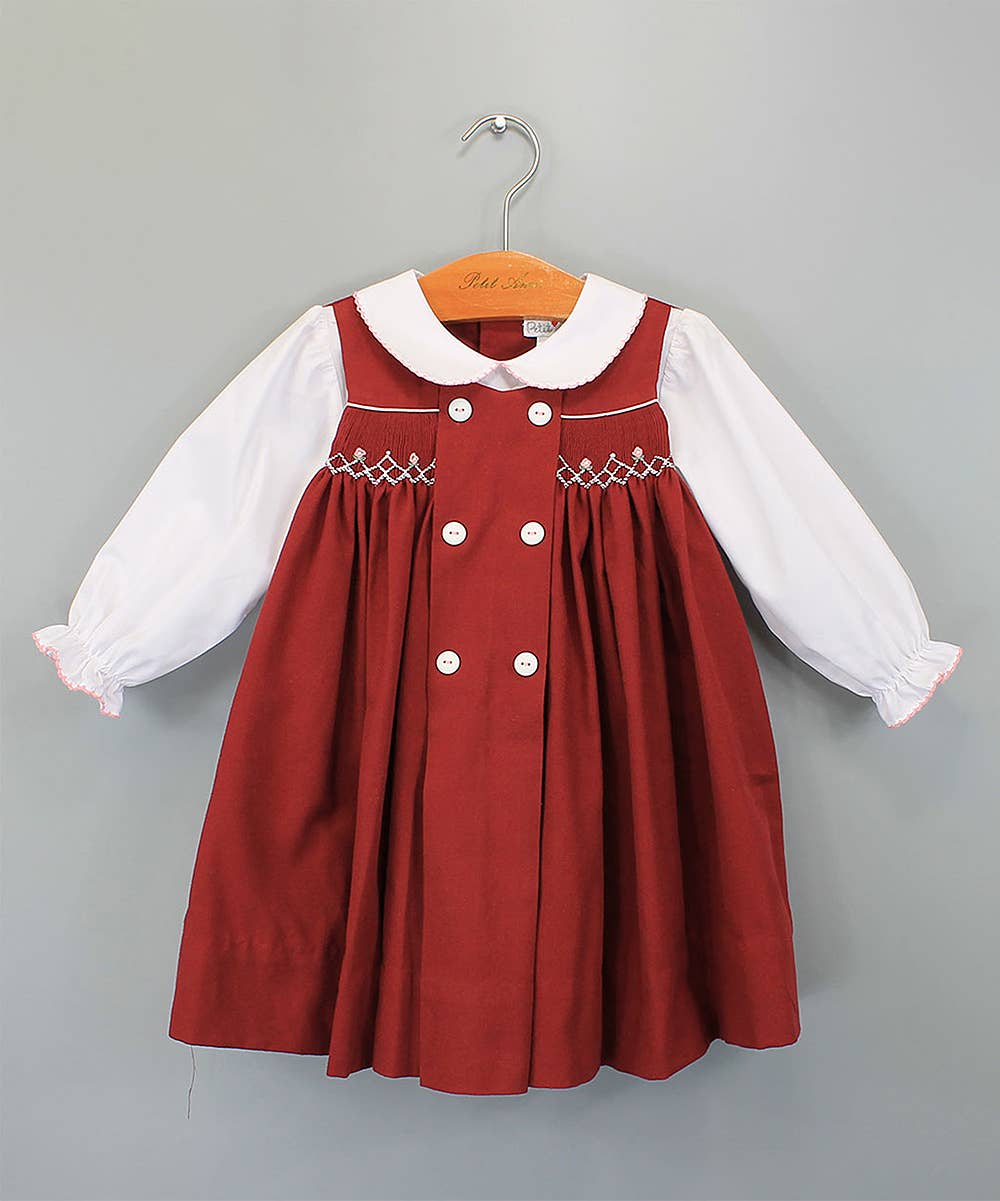 Holiday Smocked Button Front Dress