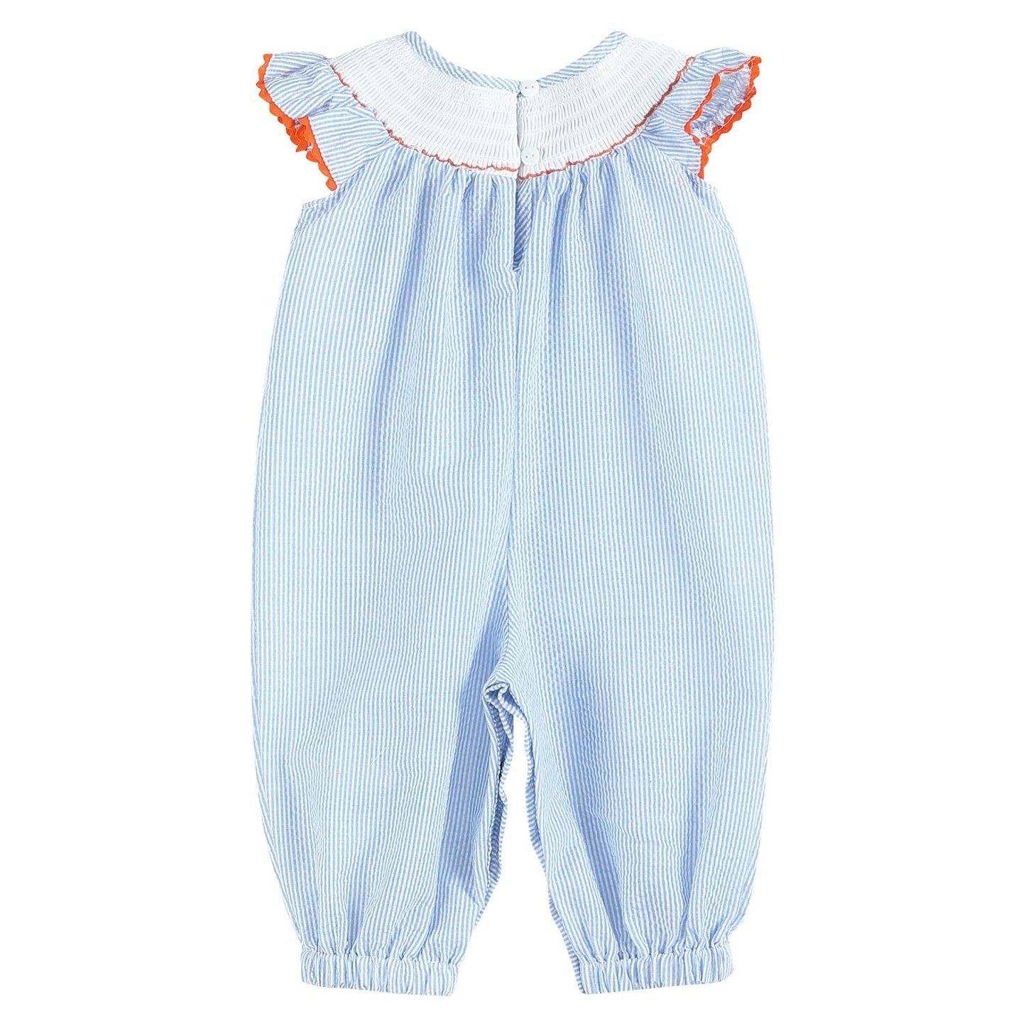 Light Blue Pumpkin Smocked Flutter-Sleeve Playsuit