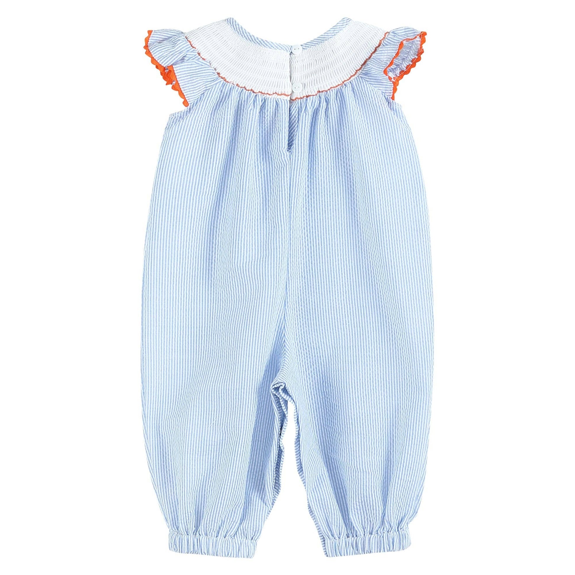Light Blue Pumpkin Smocked Flutter-Sleeve Playsuit