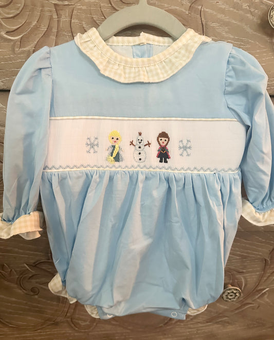 Frozen Light Blue Handsmocked Bubble