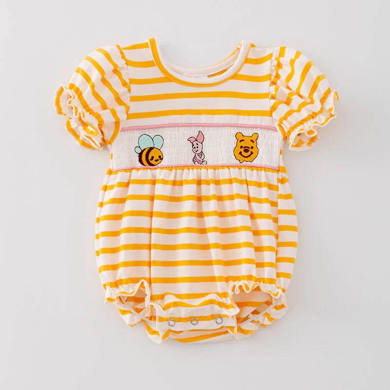 Yellow Striped P Bear and friends Romper