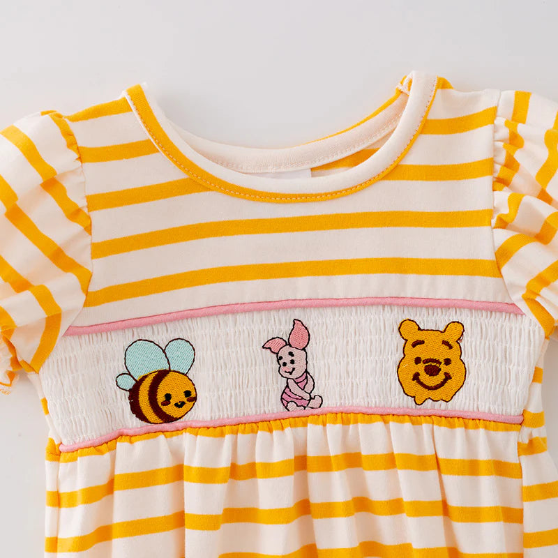 Yellow Striped P Bear and friends Romper