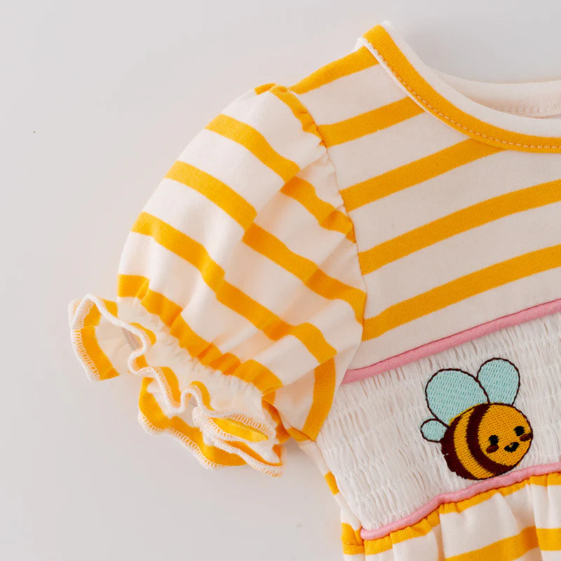 Yellow Striped P Bear and friends Romper