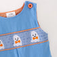 Blue Boys Halloween Ghost Embroidery Romper