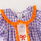 Girls Halloween Purple Plaid Embroidery Dress