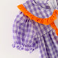 Girls Halloween Purple Plaid Embroidery Dress