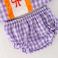 Girls Halloween Purple Plaid Embroidery Bloomer Set